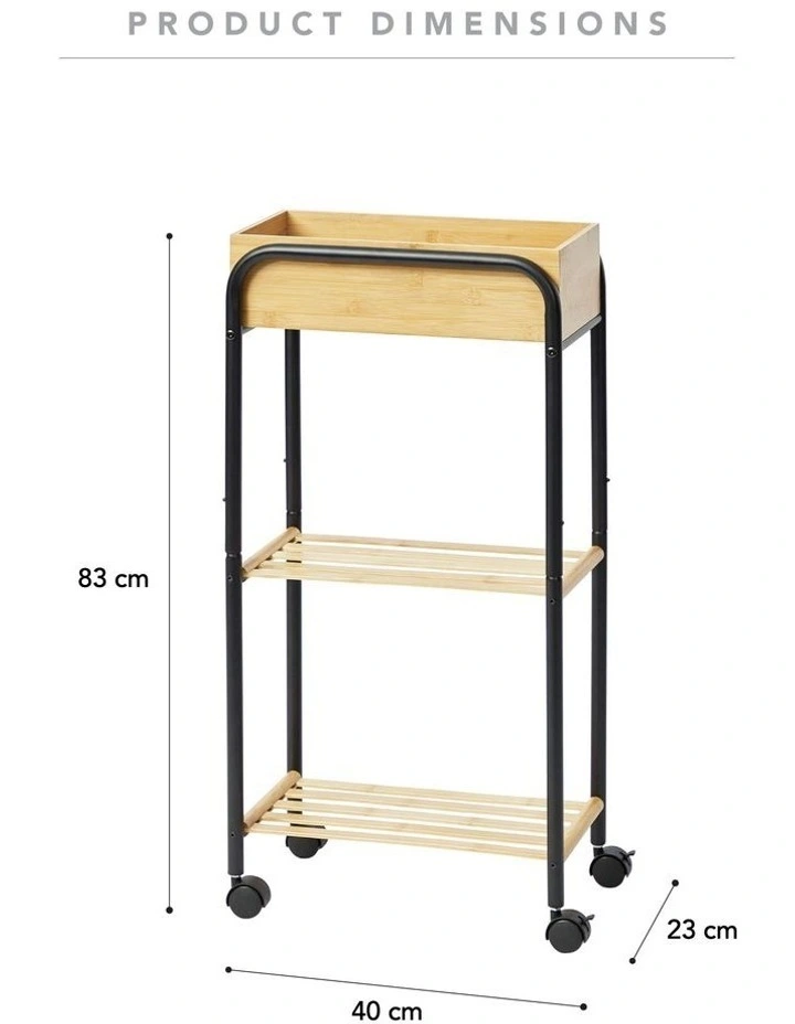 Utility Bamboo Rolling Storage Cart in Natural image 3