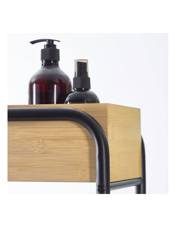 Utility Bamboo Rolling Storage Cart in Natural image 4