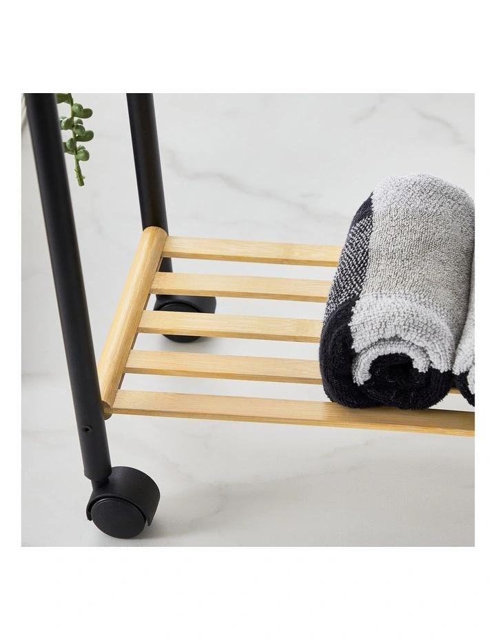 Utility Bamboo Rolling Storage Cart in Natural image 5