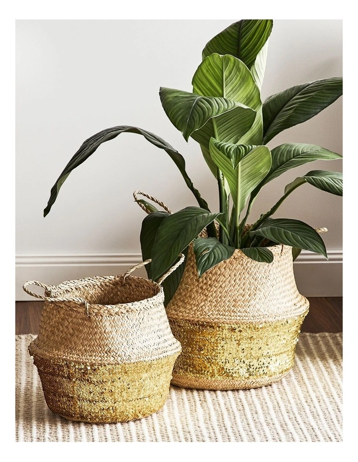 Carrie Sequin Seagrass Baskets Set Of 2 in Natural image 2