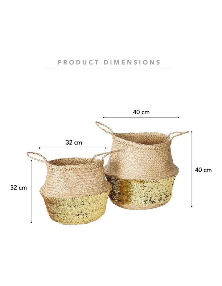 Carrie Sequin Seagrass Baskets Set Of 2 in Natural image 3