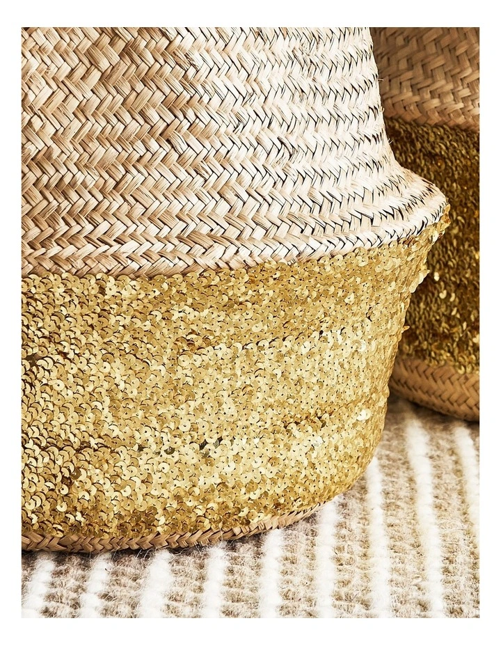 Carrie Sequin Seagrass Baskets Set Of 2 in Natural image 4