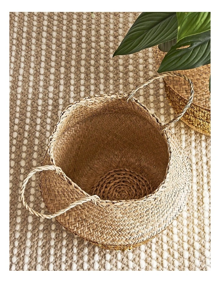 Carrie Sequin Seagrass Baskets Set Of 2 in Natural image 7