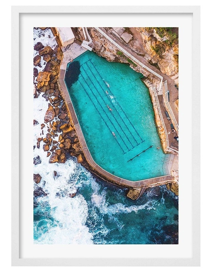 Australian Made Bronte Ocean Pool 1 Art Print A1 Frame in White image 1