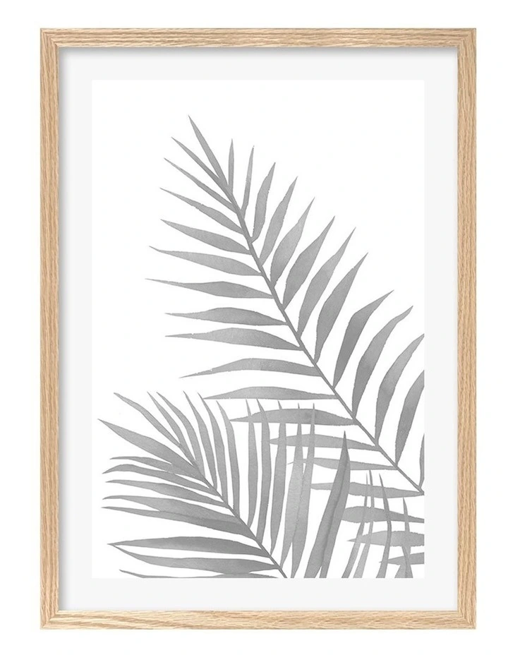 Australian Made Watercolour Palm Leaves Black Art Print A1 in Natural Frame image 1