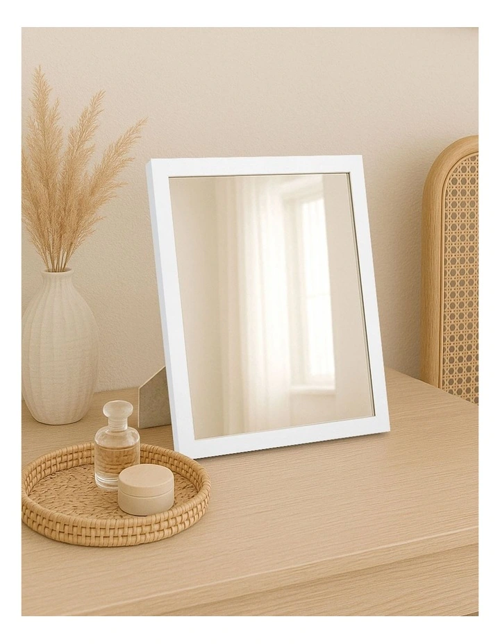 Australian Made Timber Framed Elegant Table Mirror 25x30cm in White image 2
