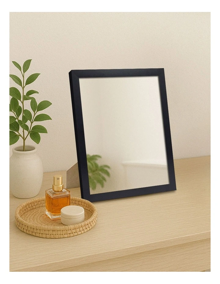 Australian Made Timber Framed Elegant Table Mirror 25x30cm in Black image 2