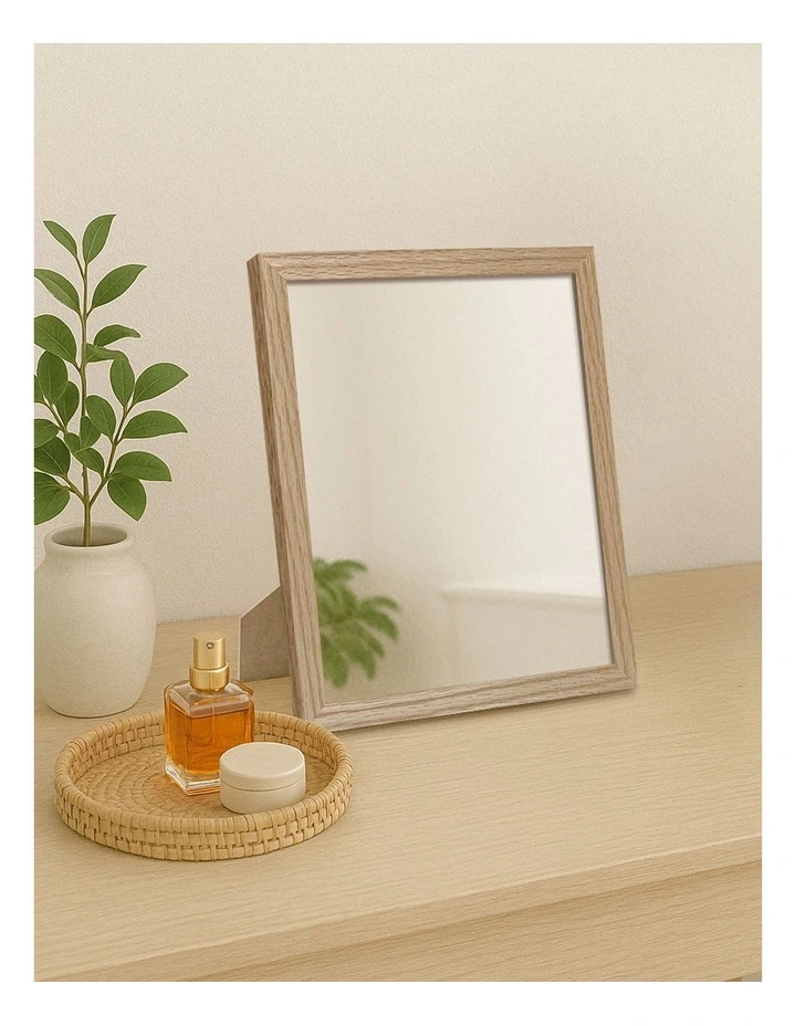 Timber Framed Elegant Table Mirror 25x30cm in Natural Oak image 2