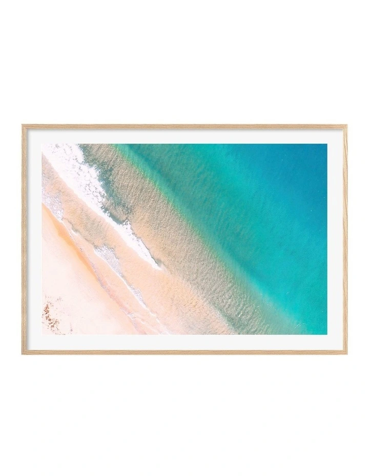 Australian Made Aqua Sands 1 Art Print A0 Frame in Natural Frame image 1