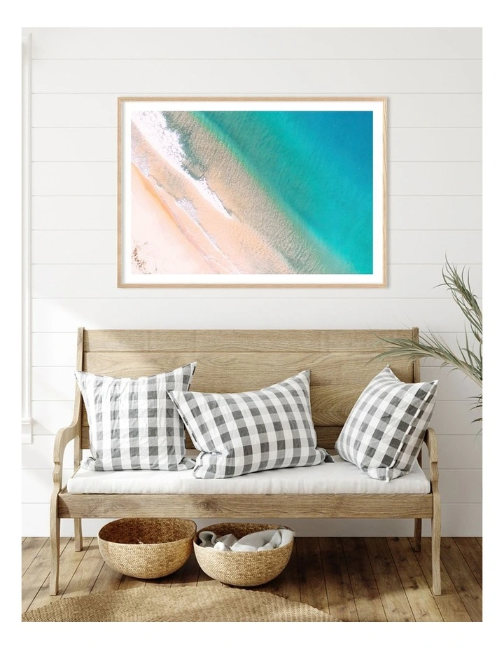 Australian Made Aqua Sands 1 Art Print A0 Frame in Natural Frame image 2