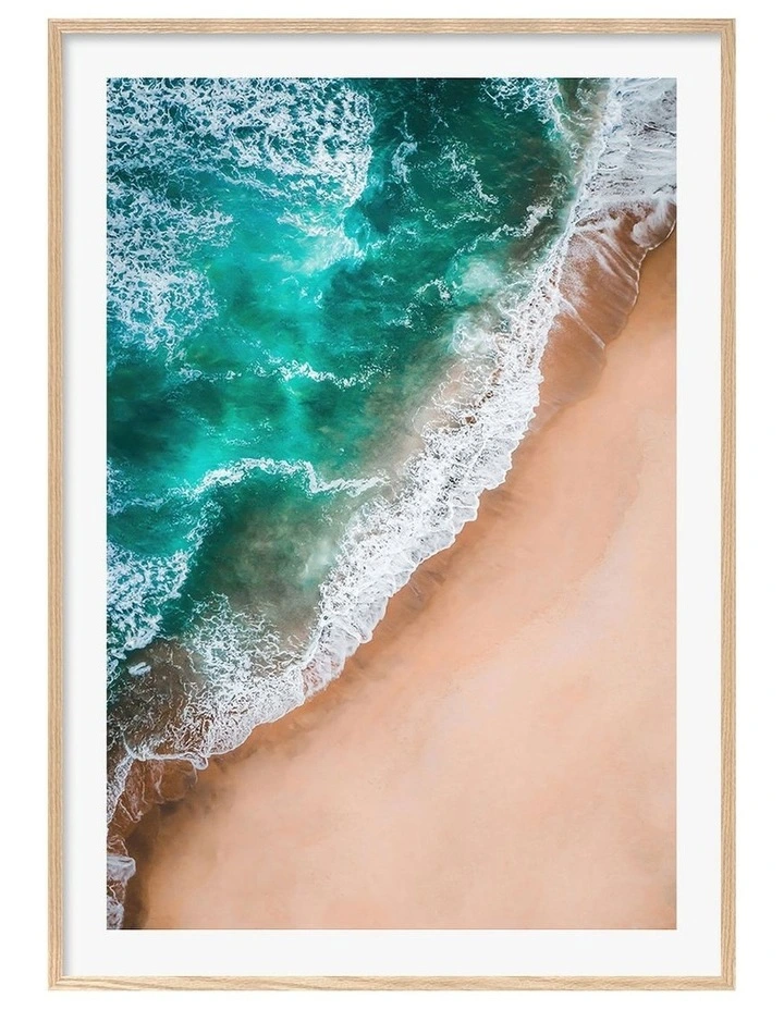 Australian Made Aqua Sands 3 Art Print A0 Frame in Natural Frame image 1