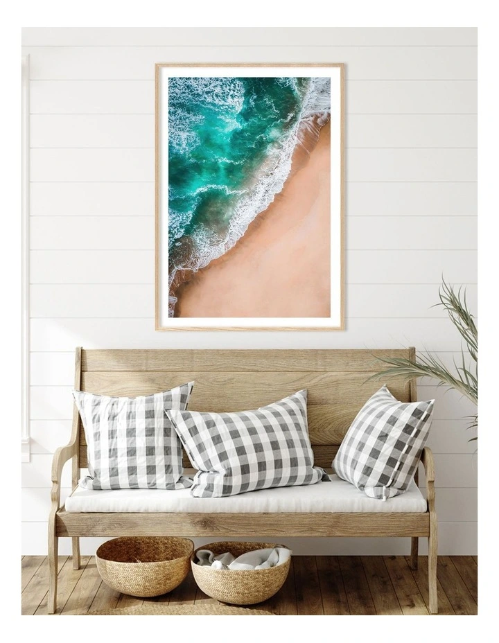 Australian Made Aqua Sands 3 Art Print A0 Frame in Natural Frame image 2