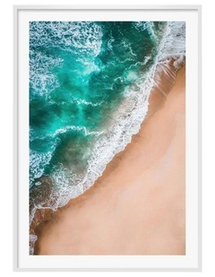 Australian Made Aqua Sands 3 Art Print A0 Frame in White Frame