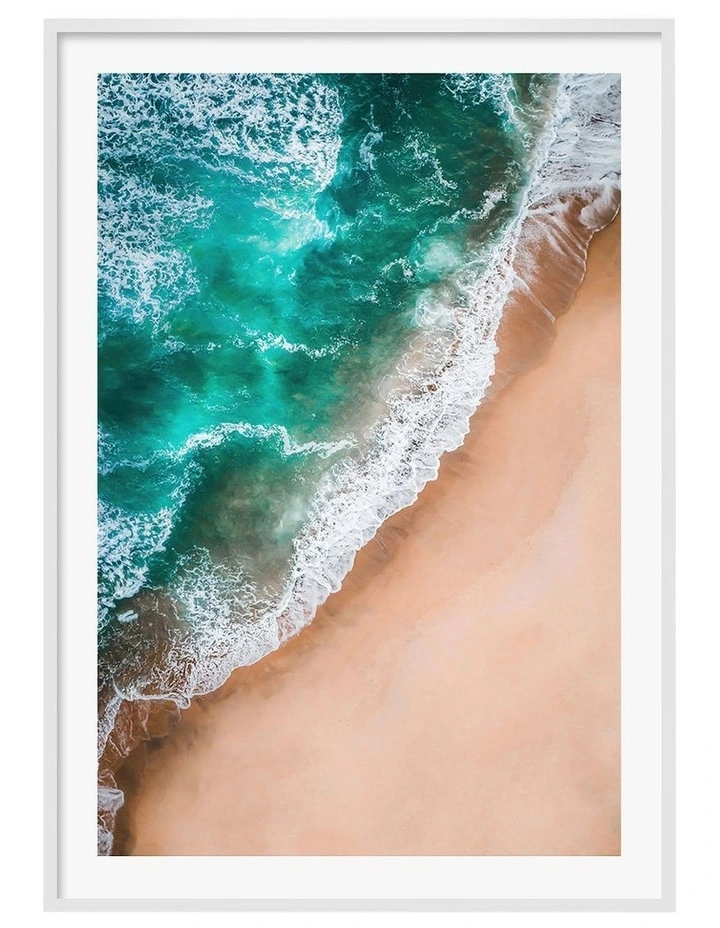 Australian Made Aqua Sands 3 Art Print A0 Frame in White Frame image 1