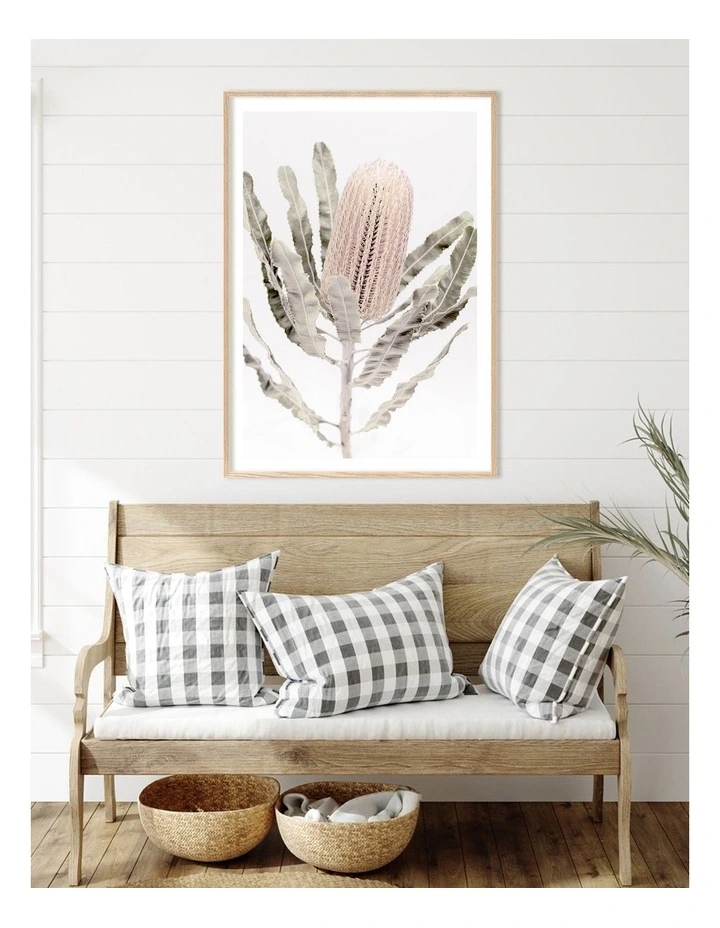 Australian Made Banksia Flower Art Print A0 Frame in Natural Frame image 2