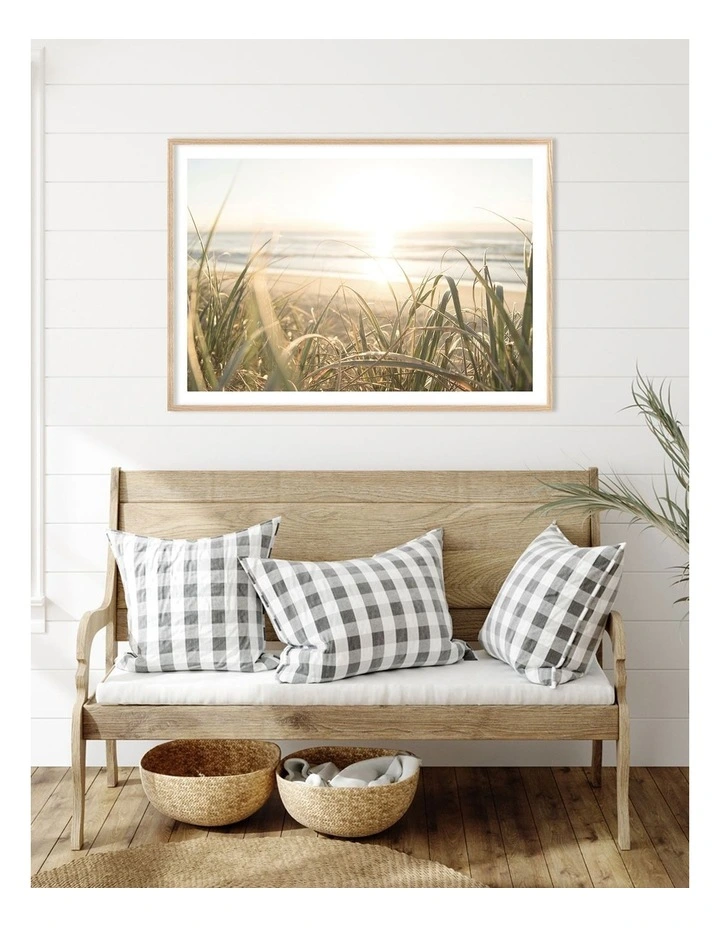 Australian Made Beach Grass Sunset Art Print A0 Frame in Natural Frame image 2