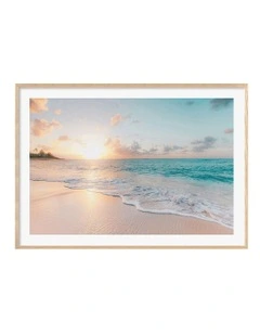 Australian Made Beach Sunrise Art Print A0 Frame in Natural Frame