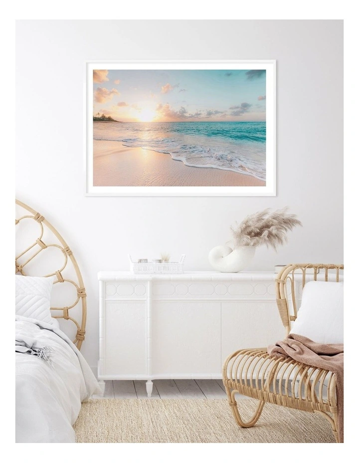 Australian Made Beach Sunrise Art Print A0 White Frame image 2