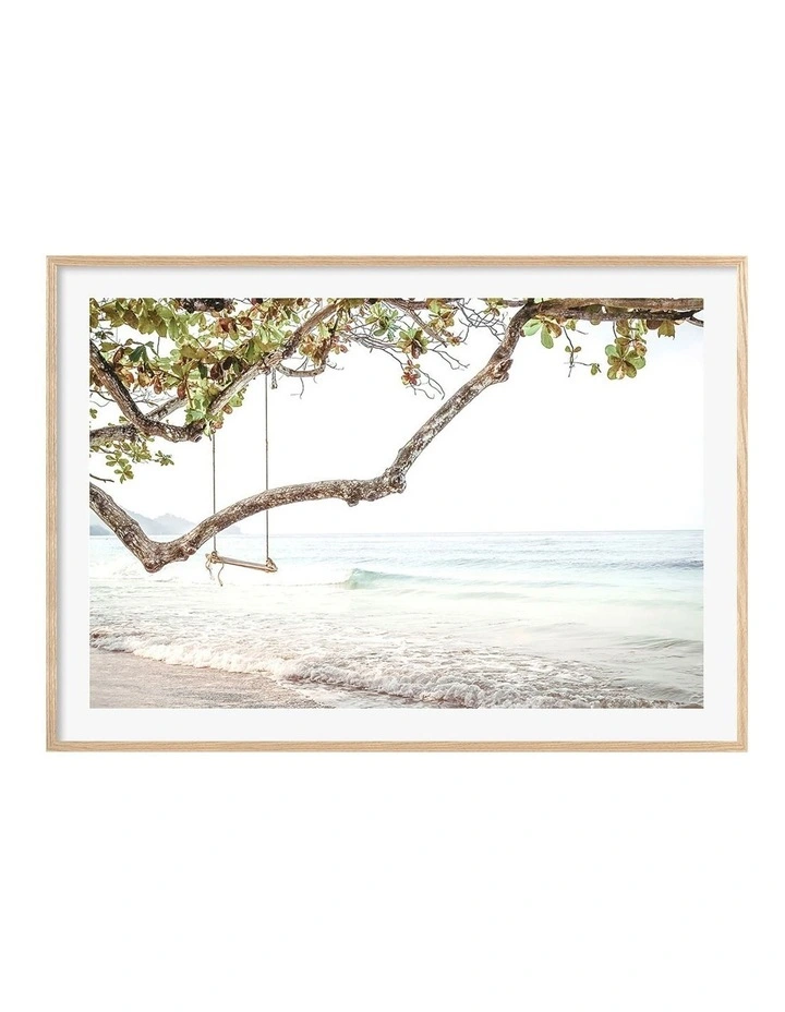 Australian Made Beach Swing Stair Art Print A0 Frame in Natural Frame image 1