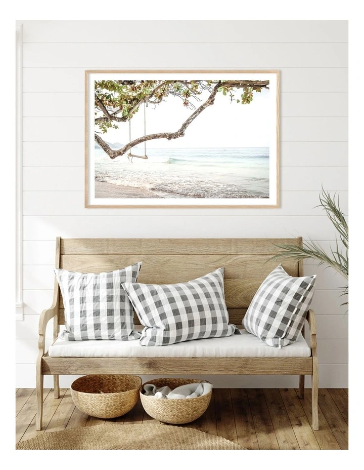 Australian Made Beach Swing Stair Art Print A0 Frame in Natural Frame image 2