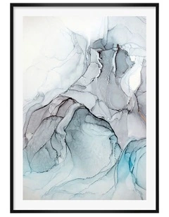 Australian Made Blue Black Ink 1 Art Print A0 Frame in Black Frame