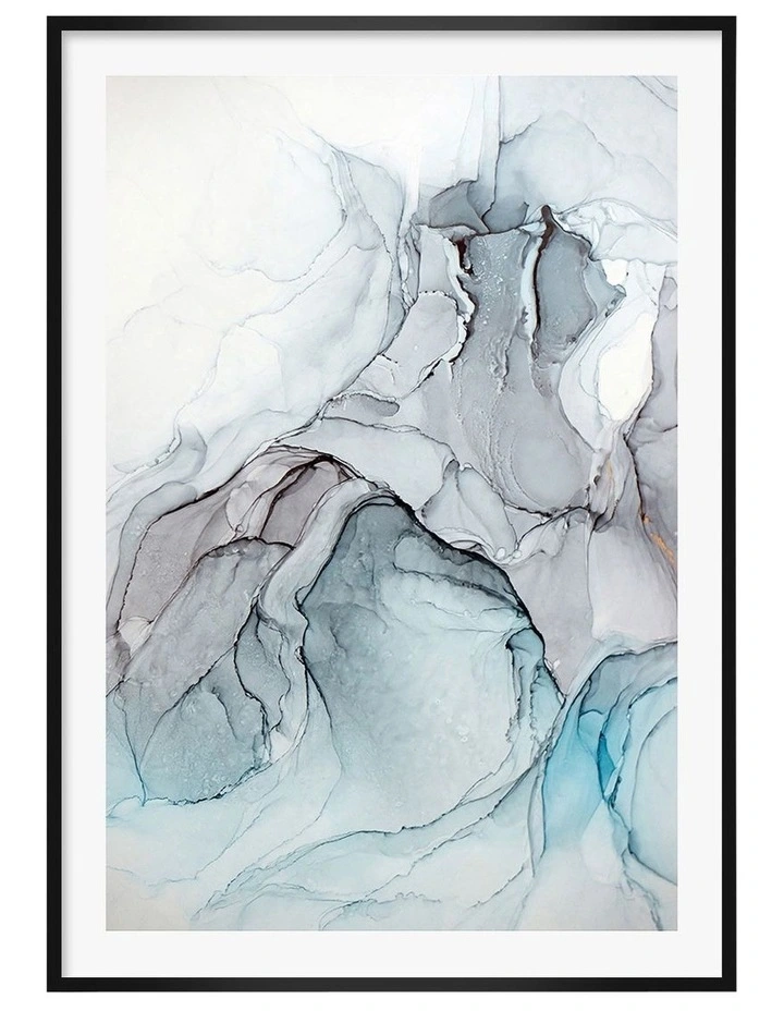 Australian Made Blue Black Ink 1 Art Print A0 Frame in Black Frame image 1