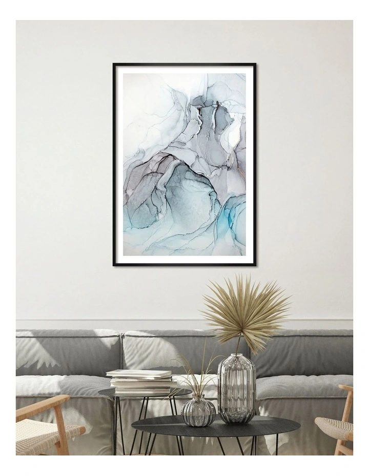 Australian Made Blue Black Ink 1 Art Print A0 Frame in Black Frame image 2
