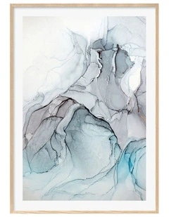Australian Made Blue Black Ink 1 Art Print A0 Frame in Natural Frame
