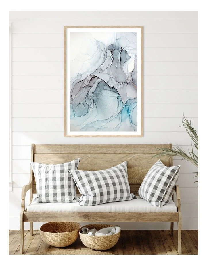 Australian Made Blue Black Ink 1 Art Print A0 Frame in Natural Frame image 2
