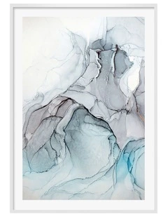 Australian Made Blue Black Ink 1 Art Print A0 Frame in White Frame