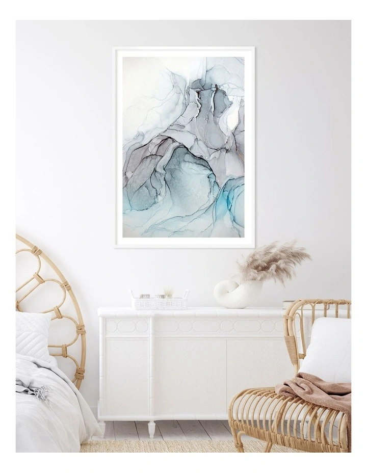 Australian Made Blue Black Ink 1 Art Print A0 Frame in White Frame image 2