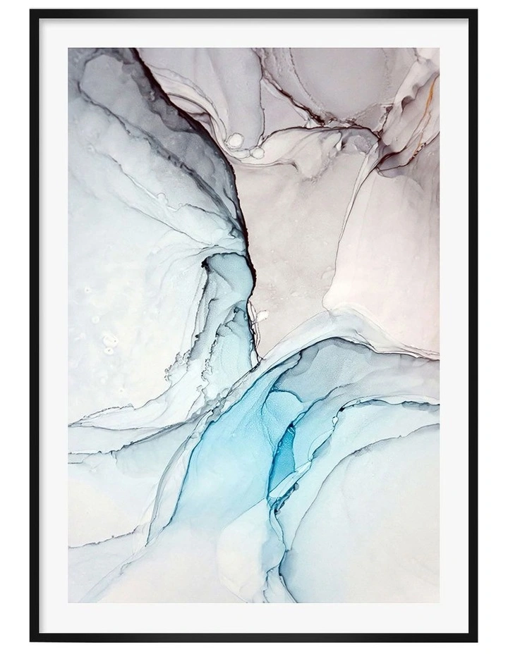 Australian Made Blue Black Ink 2 Art Print A0 Frame in Black Frame image 1