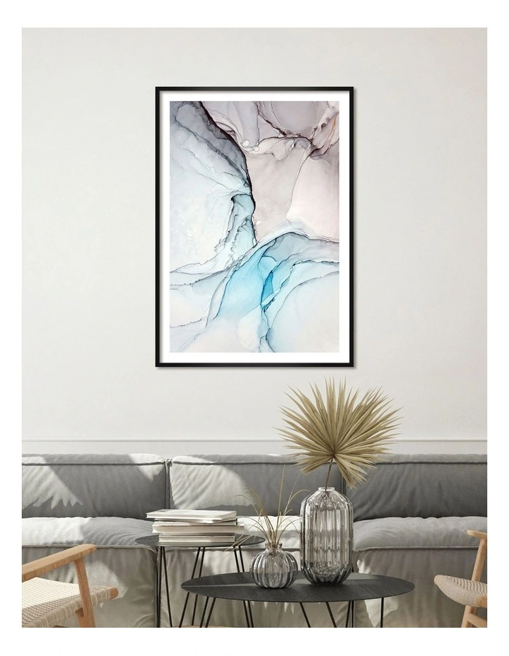 Australian Made Blue Black Ink 2 Art Print A0 Frame in Black Frame image 2