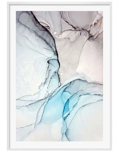 Australian Made Blue Black Ink 2 Art Print A0 Frame in White Frame