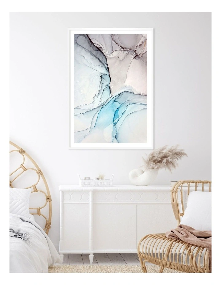 Australian Made Blue Black Ink 2 Art Print A0 Frame in White Frame image 2