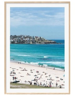 Australian Made Bondi Beach Life Art Print A0 Frame in Natural Frame