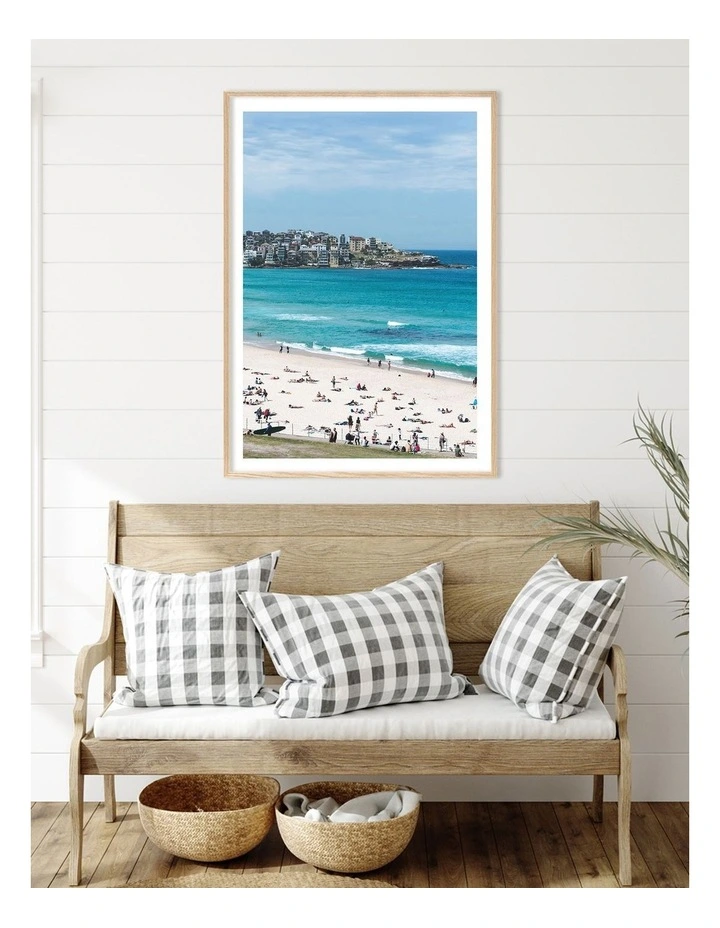 Australian Made Bondi Beach Life Art Print A0 Frame in Natural Frame image 2