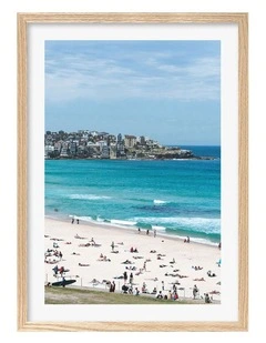 Australian Made Bondi Beach Life Art Print A1 Frame in Natural Frame