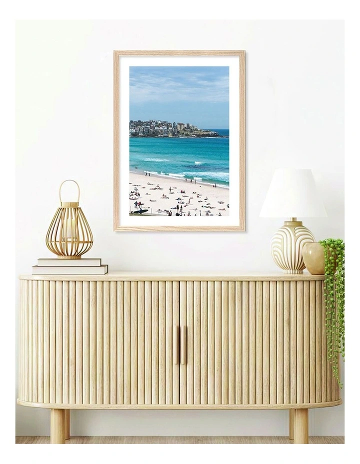 Australian Made Bondi Beach Life Art Print A1 Frame in Natural Frame image 2