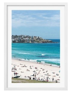 Australian Made Bondi Beach Life Art Print A1 Frame in White Frame