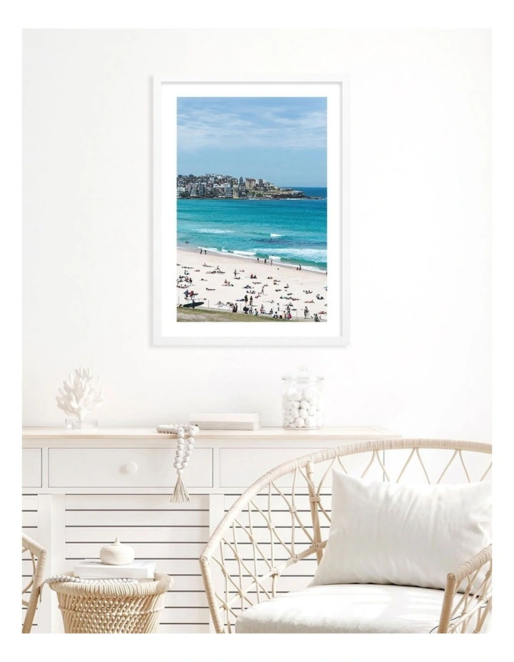 Australian Made Bondi Beach Life Art Print A1 Frame in White Frame image 2
