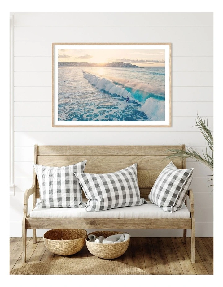 Australian Made Bondi Surf Break Art Print A0 Frame in Natural Frame image 2