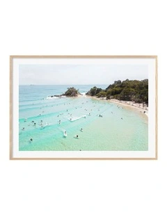Australian Made Byron Bay Beach Life Art Print A0 Frame in Natural Frame