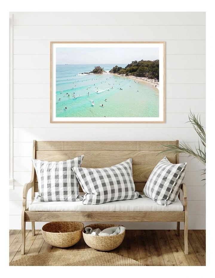 Australian Made Byron Bay Beach Life Art Print A0 Frame in Natural Frame image 2