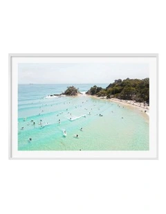 Australian Made Byron Bay Beach Life Art Print A0 Frame in White Frame