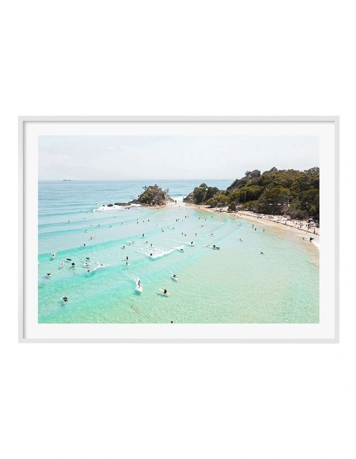 Australian Made Byron Bay Beach Life Art Print A0 Frame in White Frame image 1