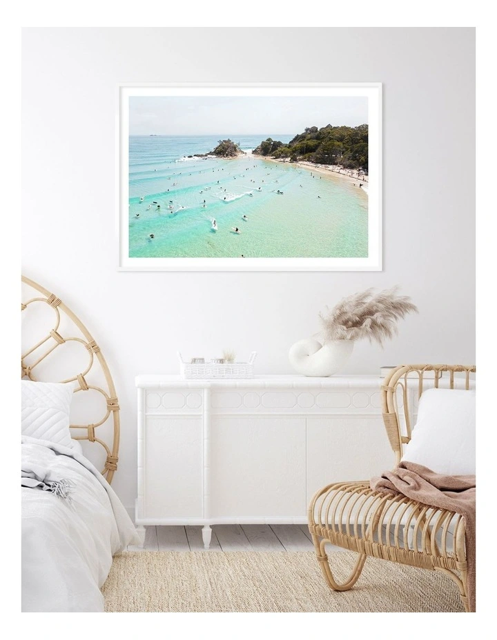 Australian Made Byron Bay Beach Life Art Print A0 Frame in White Frame image 2