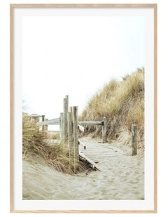 Australian Made Byron Bay Beach Path 1 Art Print A0 Frame in Natural Frame