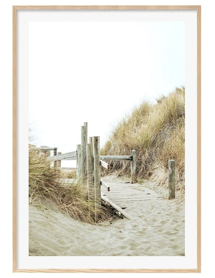 Australian Made Byron Bay Beach Path 1 Art Print A0 Frame in Natural Frame image 1
