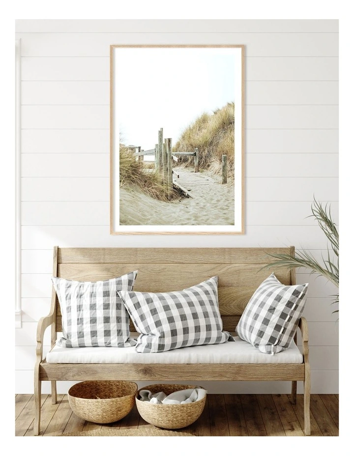 Australian Made Byron Bay Beach Path 1 Art Print A0 Frame in Natural Frame image 2